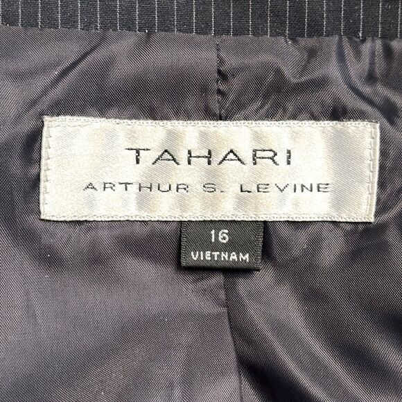 Tahari ASL Blazer Jacket Size 16 Navy Blue Pinstripe - Picture 15 of 15